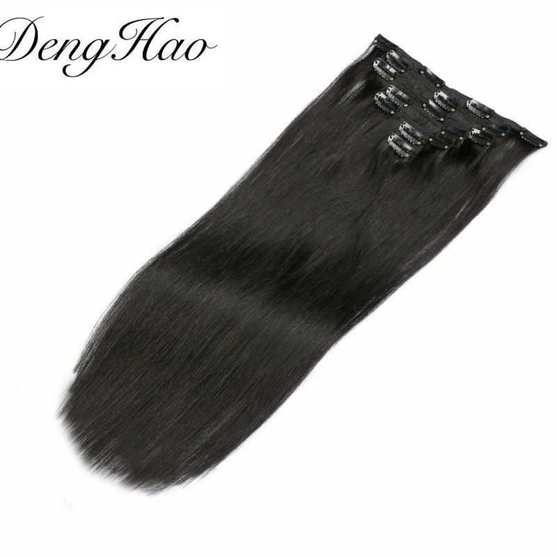 Denghao Secador de cabello humano 100% de la fábrica de alta Qulitity brasileño Ins Clip Extensiones de Cabello