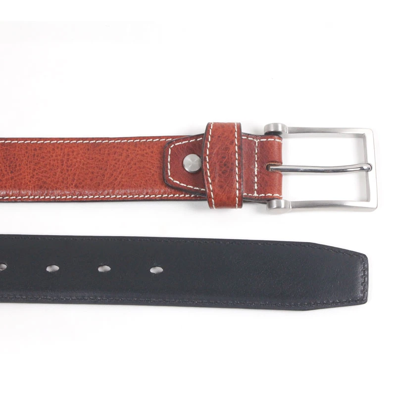 Wholesale/Supplier Factory Custom Men Genuine Cowhide Leather Waist Belt with Silvery Buckle