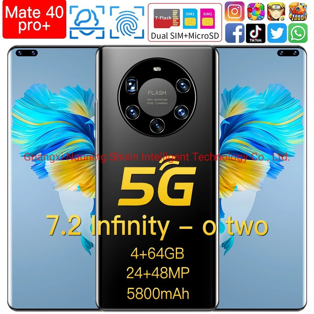 Original de Venta caliente para Mate 40Pro+ de doble cámara HD 7.2 Smart Phone de 4GB64GB llena la pantalla OLED Teléfono Móvil Mate 40Pro+