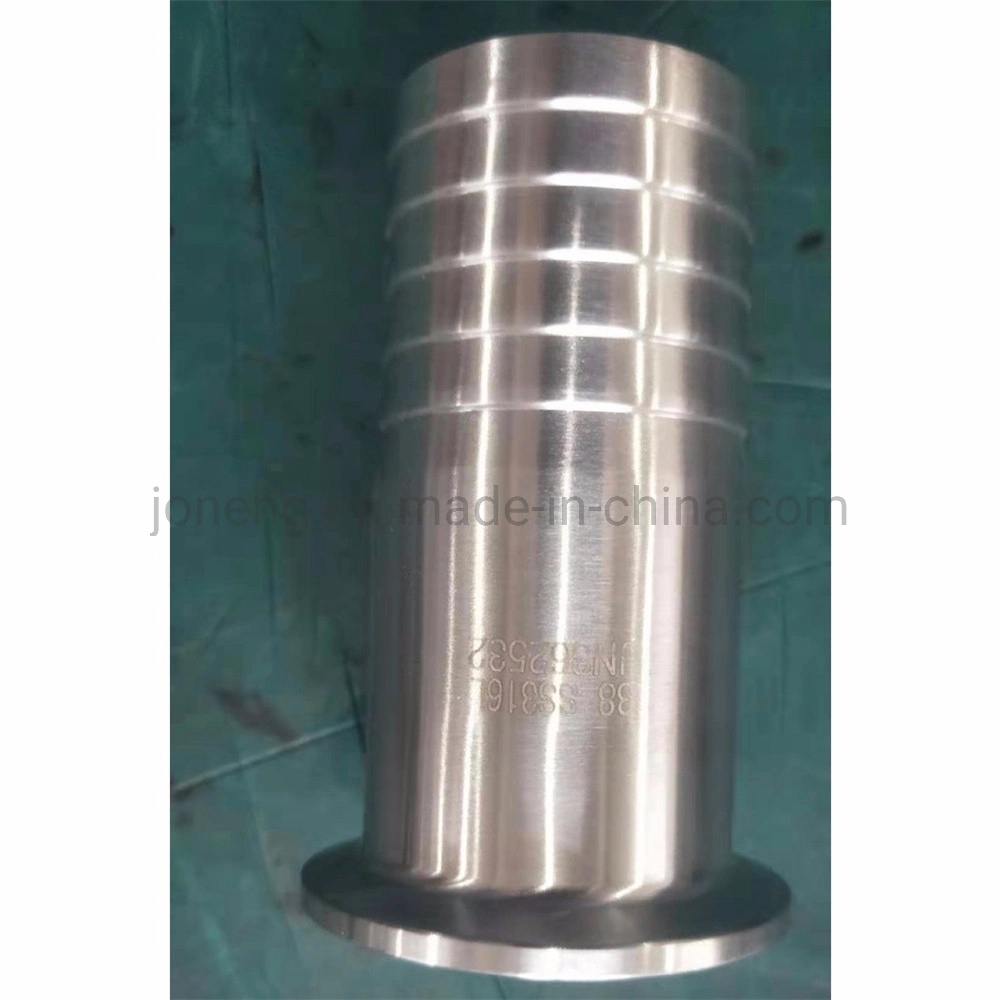 Joneng Stainless Steel Sanitary 14mphr Triclover Hose Barb Pipe Joint (JN-FL 4002)