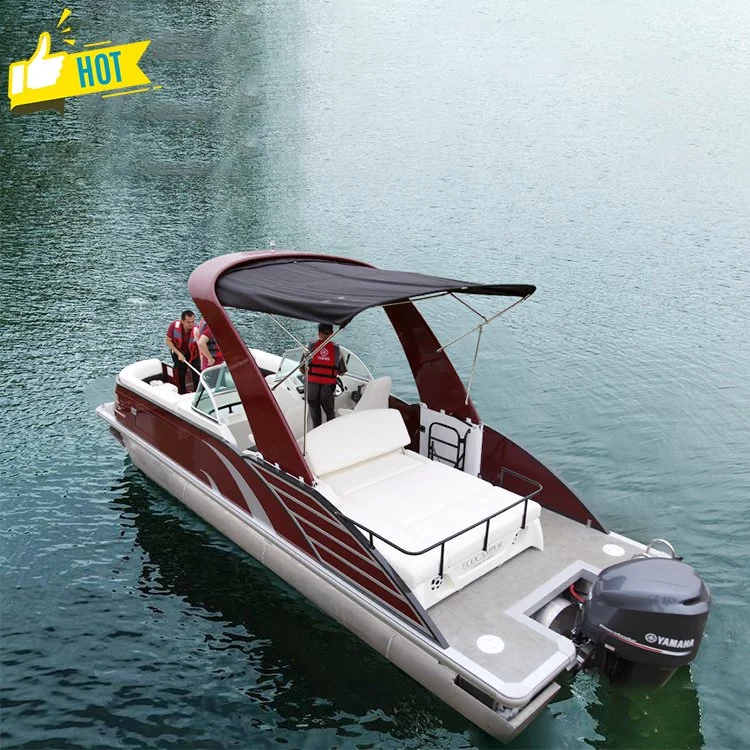 Kinocean High End Competitive Price Sport Tritoon Fiberglass Fishing Pontoon Boat with ISO2008 and CE