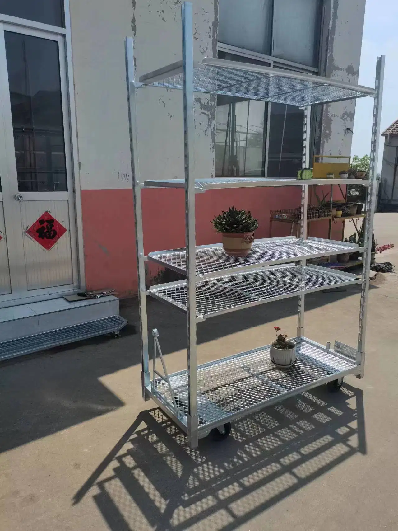 Steel Storage Danish Plant Flower Rolling Trolley for Garden Center Plant Transportation