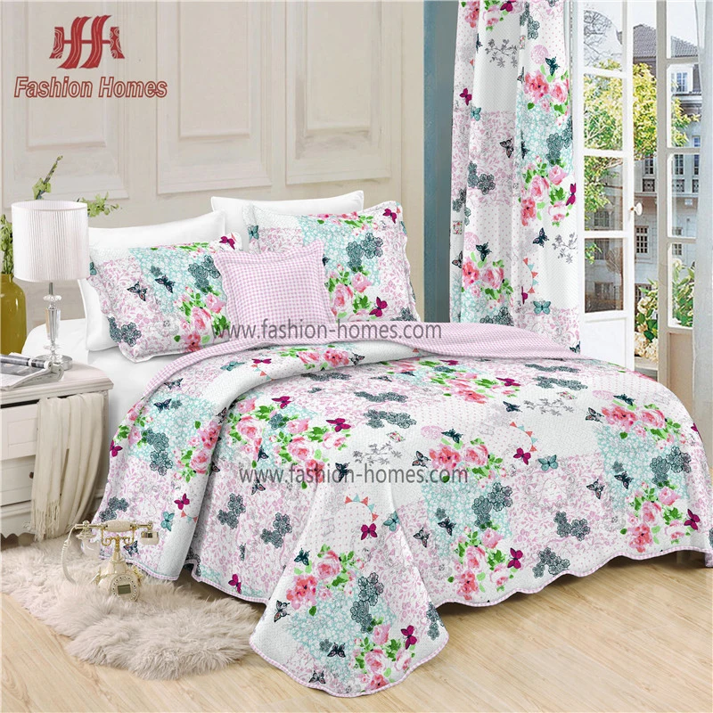 100%Polyester Microfiber Butterfly Printed Quilt Coverlets