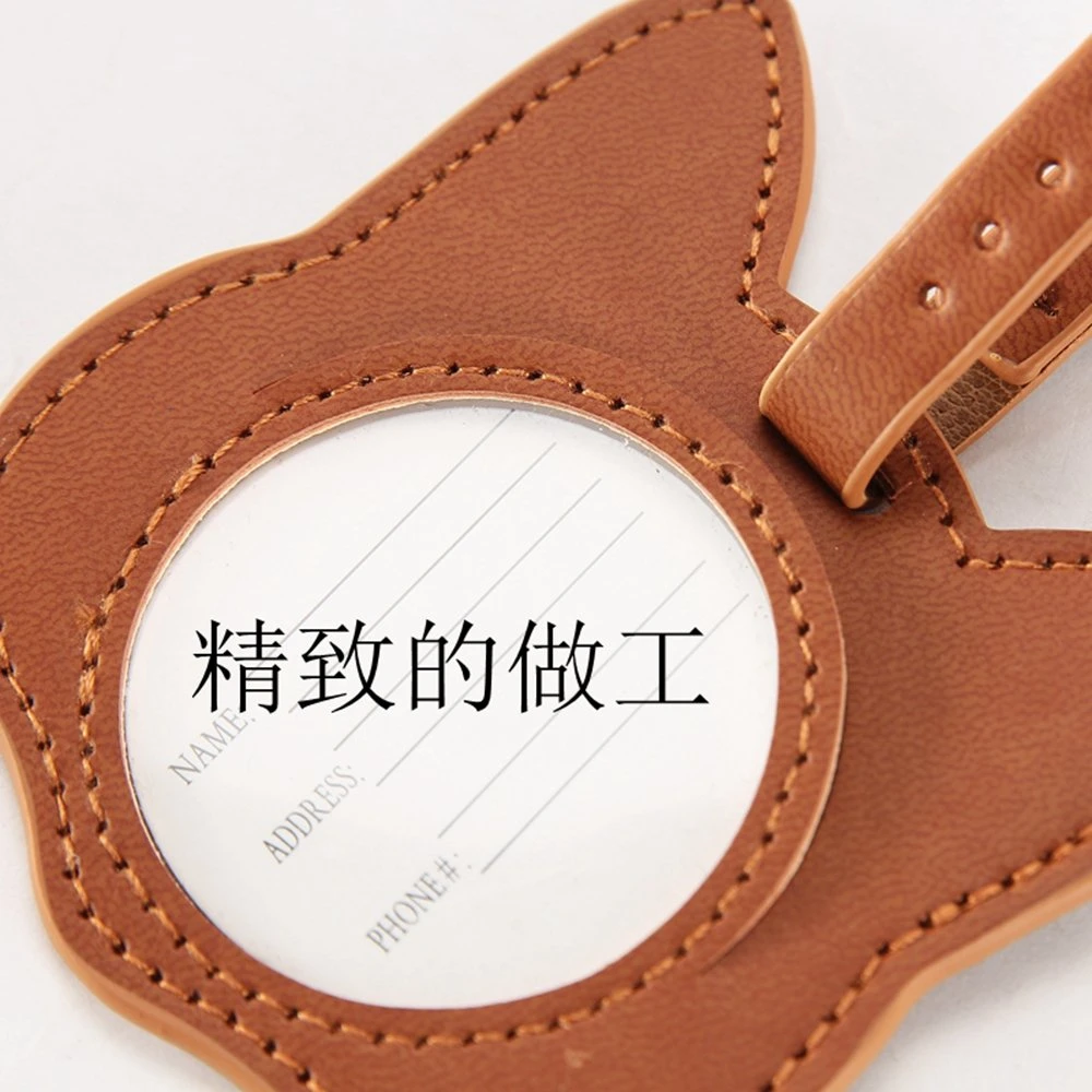 New Fashion Hipster Cat Head Aircraft Leather PU Luggage Tag Suitcase Tag Boarding Pass