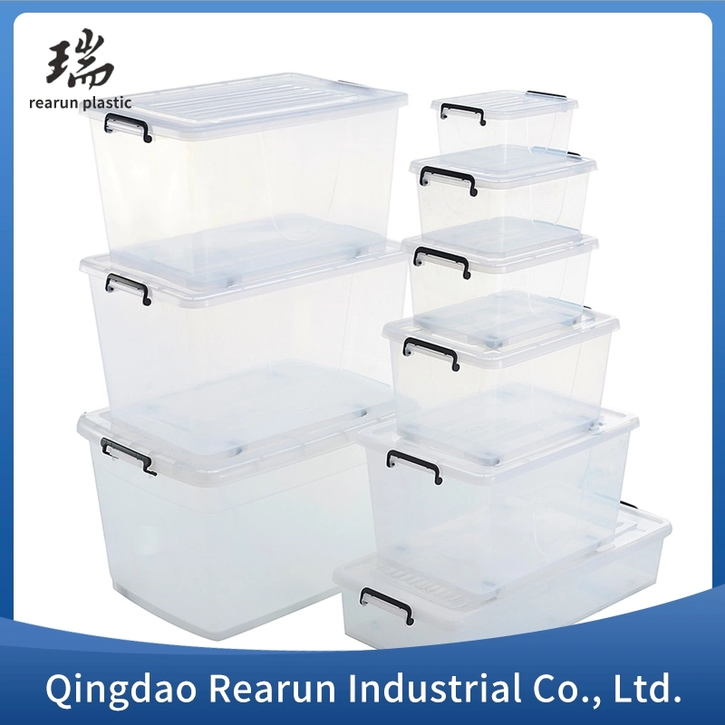 Colorful Heavy Duty Capacity Plastic Storage Box Material Plastic Bins with Handles and Wheels for Household Package Storage