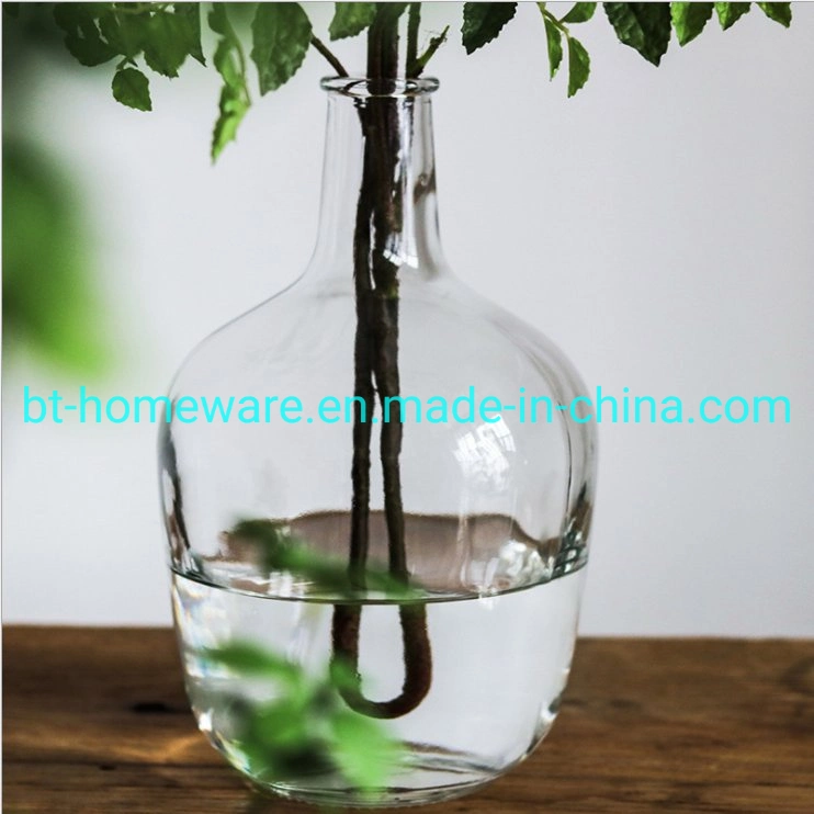 Much Sizes Nordic Narrow Mouth and Big Belly Vase Flower Device Japanese Bell Mahogany Fresh Large Trumpet Floor Transparent Glass Vase