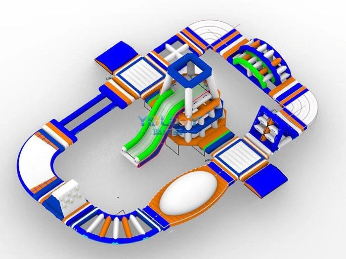 Mejor solución de agua inflable Park Deportes Acuáticos diversión obstáculos en 17x20m cubriendo la zona