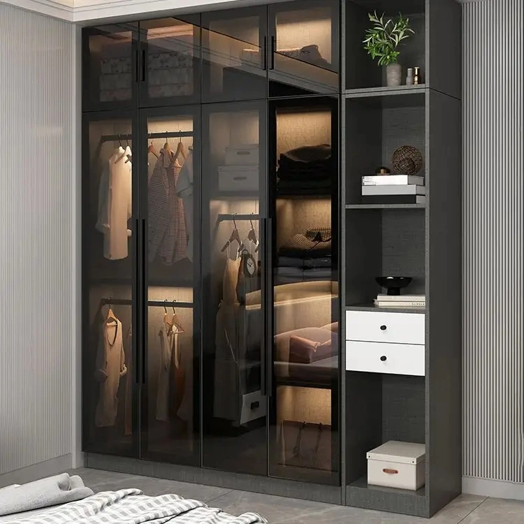 Customized Wardrobe Design Wooden Clothes Walk in Wardrobe Cabinet Furniture