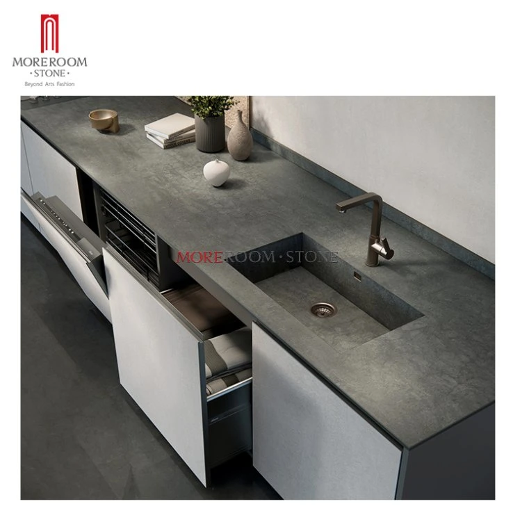 Serie Black and Grey Marmor Look Porzellan Fliesen Sintered Stone Für Esstisch Arbeitsplatte