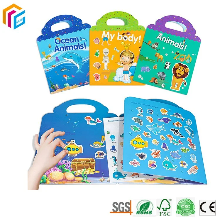 Custom Print Waterproof PVC Children Playing Gift Set réutilisable Vinyl Autocollant facile à décoller