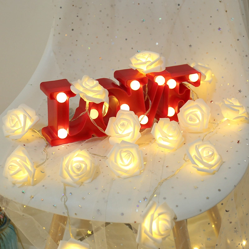 LED Rose Light String Simulation Foam Flower Lantern Proposal to Express Valentine&prime; S Day Girl Heart Room Decoration Lantern