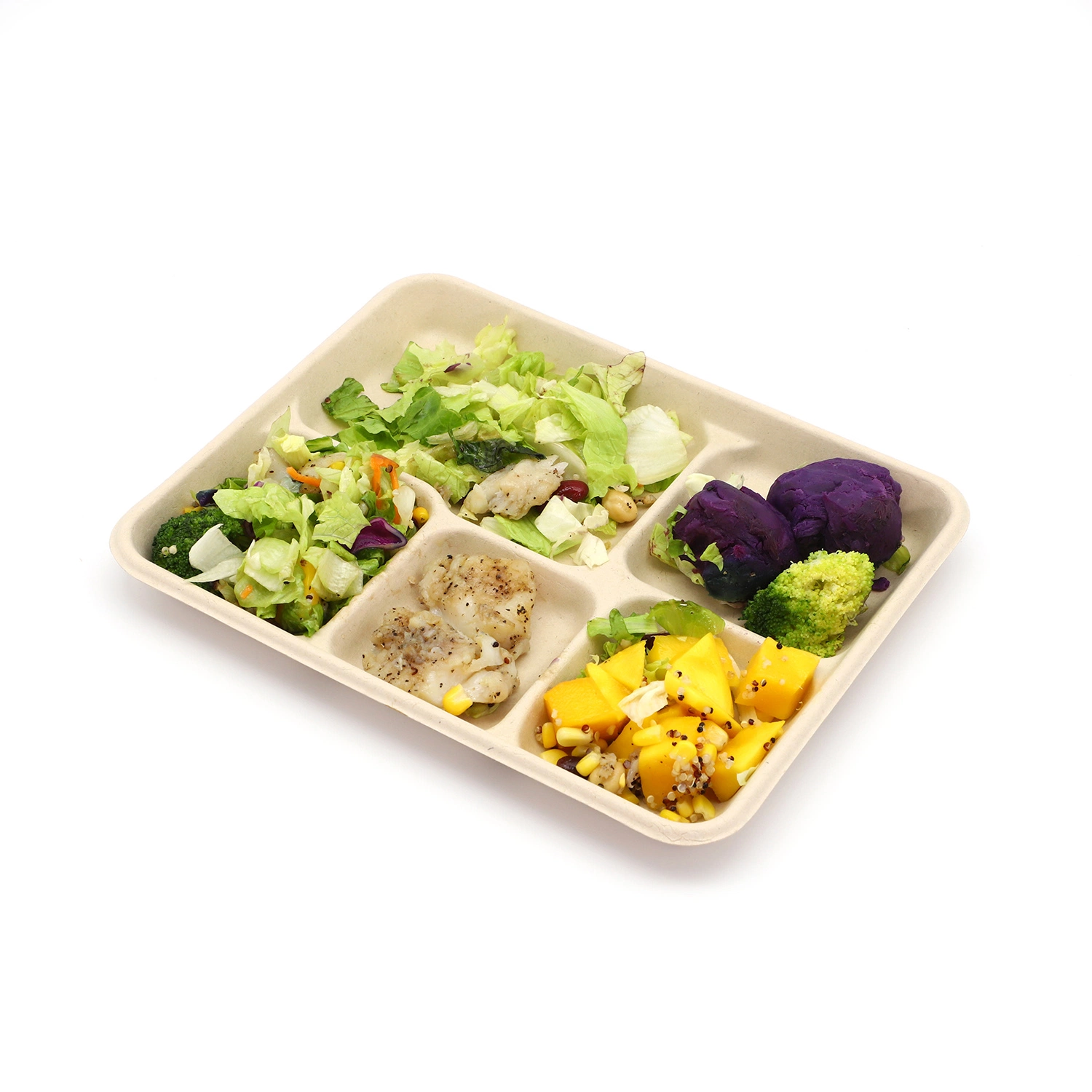 Customized Bamboo Pulp Paper Trays with 2, 3, 5 Compartments