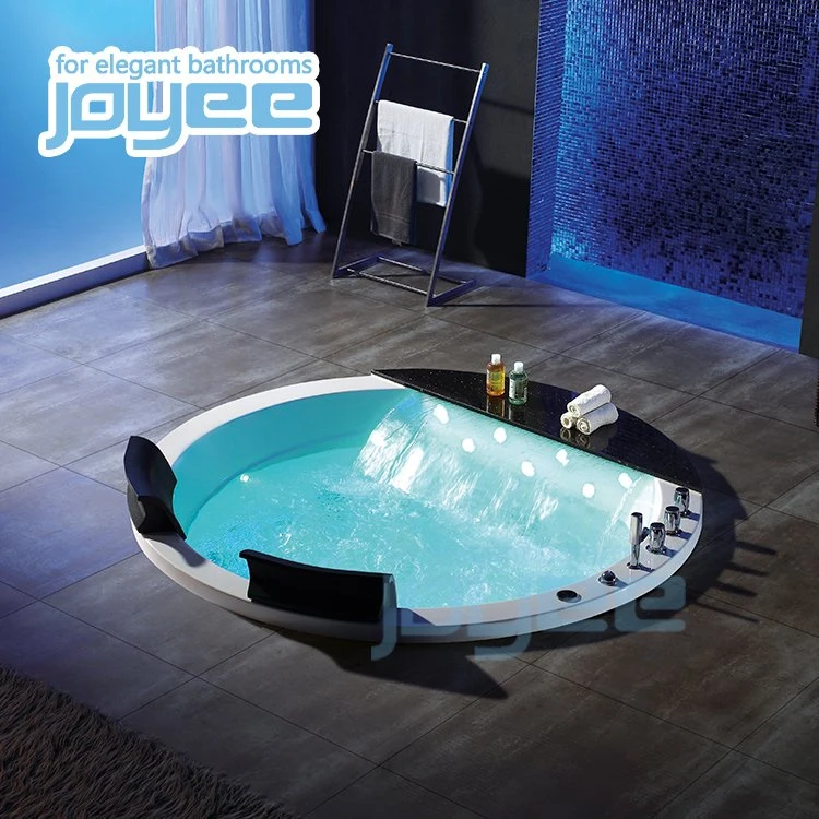 Joyee High quality/High cost performance  Acrylic Marble Top Round Drop in Whirlpool Jet Indoor Jakuzzi Massage Hot Tub Bathtub for 2 Person Sex