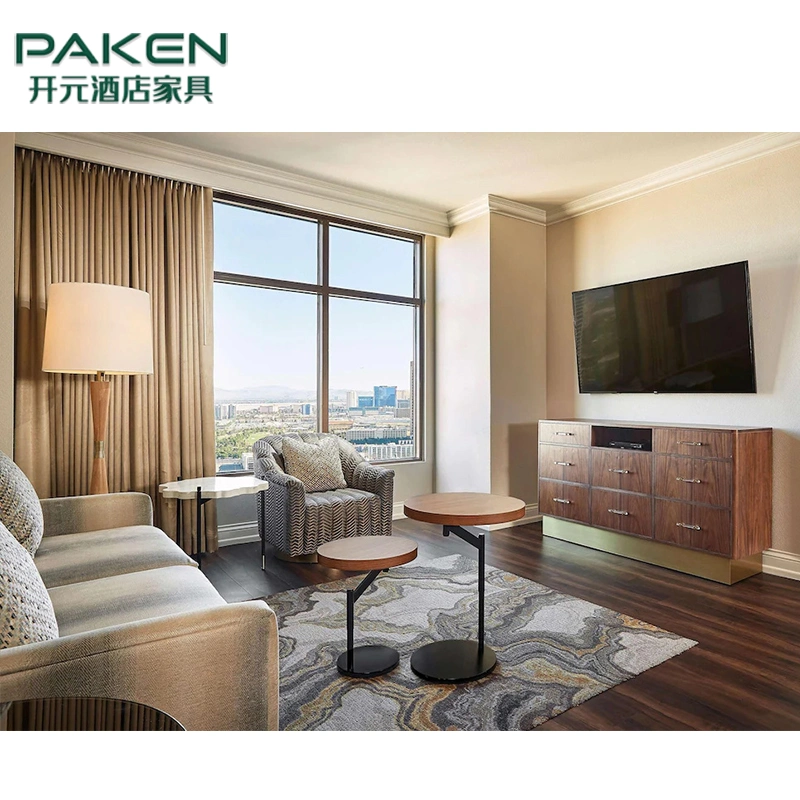 Ensemble de chambre d'hôtel moderne avec meuble TV en bois et tiroirs, meuble TV pour salon, mobilier d'accueil.