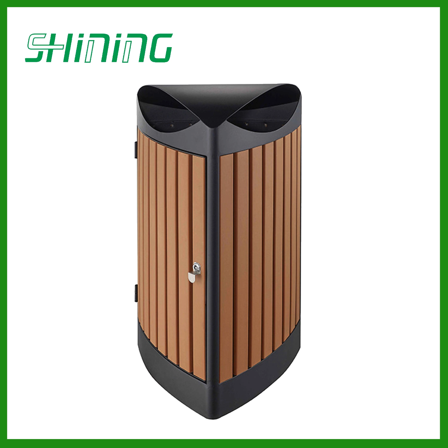 Metal al aire libre cubo de basura basura/bin//Papelera Papelera de reciclaje de plástico con madera para la oferta hotelera (HW-534)