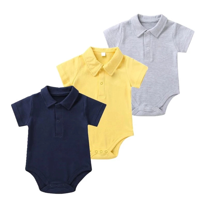 Summer Newborn Clothes Cotton Short Sleeve Pure Color Baby's Jumsuit