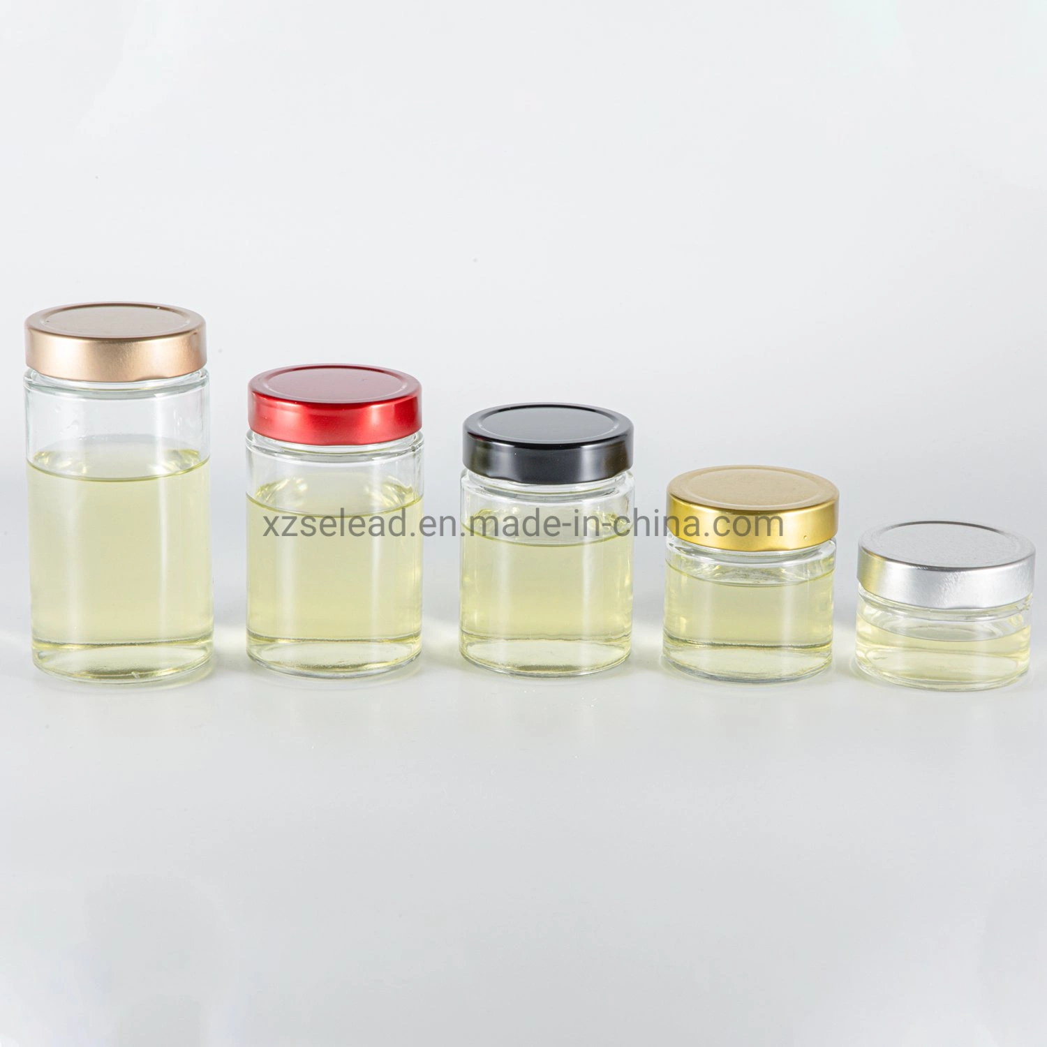 1oz 6oz 8oz 9oz 16oz Clear Straight Sided Ergo Glass Honey Jar Jam Glass Bottle Jar with Silver Gold Screw Metal Cap