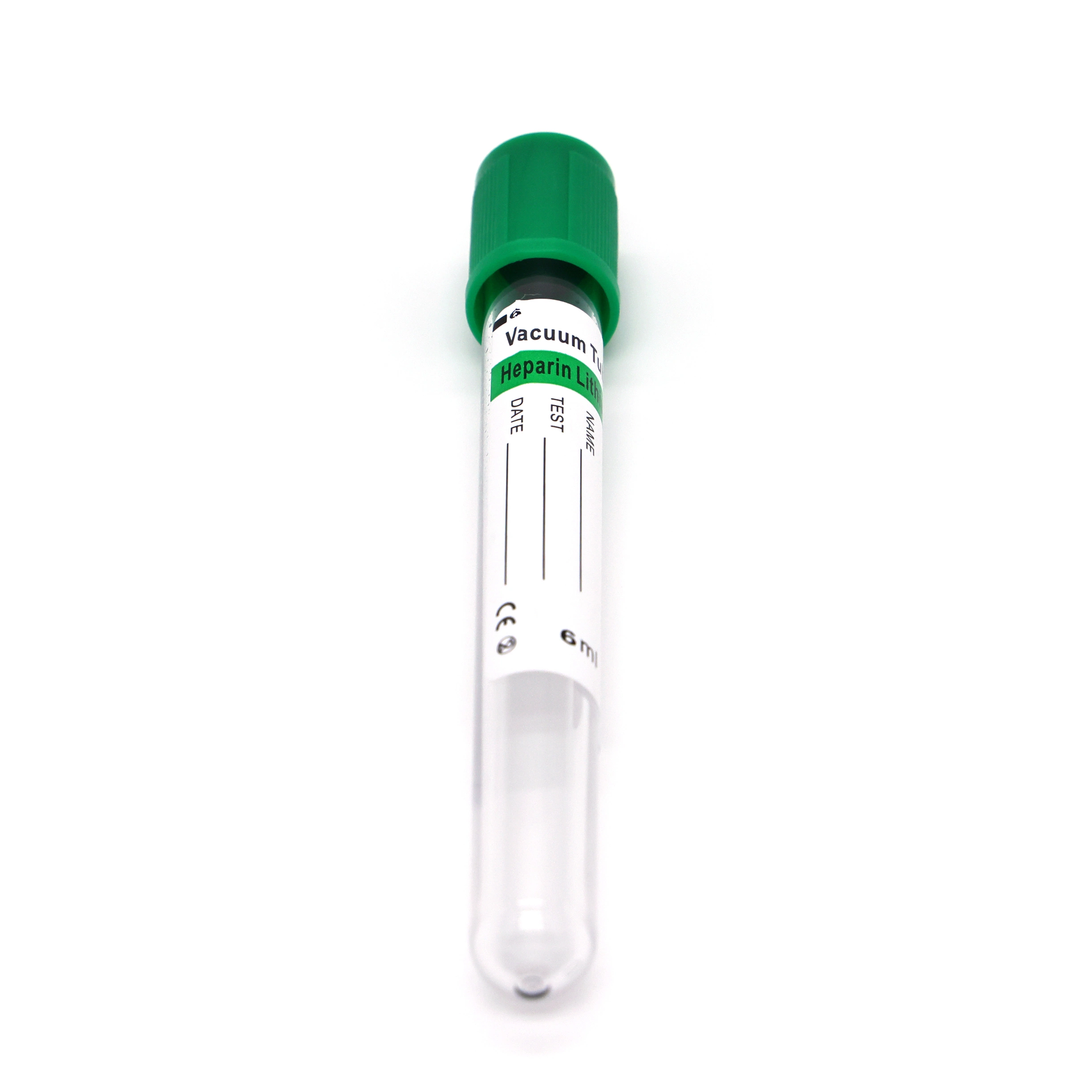 غطاء أخضر علوي قابل للاستخدام مرة واحدة، أنابيب اختبار ليثيوم الصوديوم هيبارين أنبوب تجميع الدم