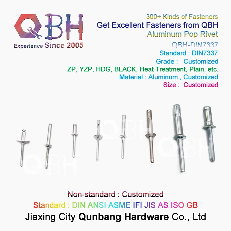 Qbh Customized DIN7337 Dome Metal Aluminum Pop Open End Blind Rivet