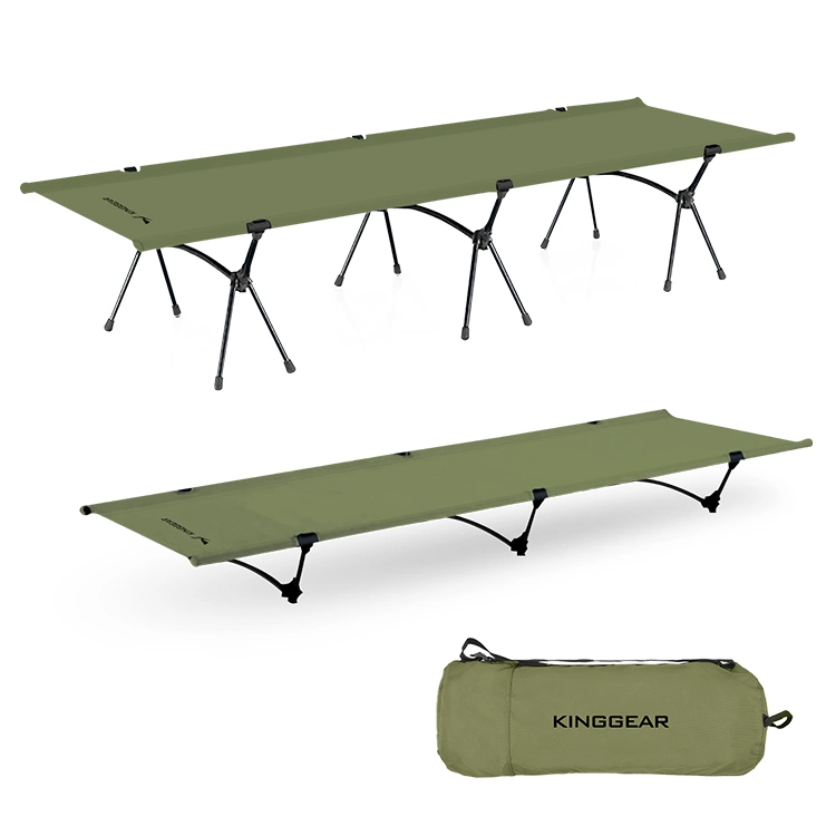 Kinggear Ultralight compacta de alumínio de Viagens Camping Cot Altura Ajustável dormindo Cot a dobragem cama de campismo