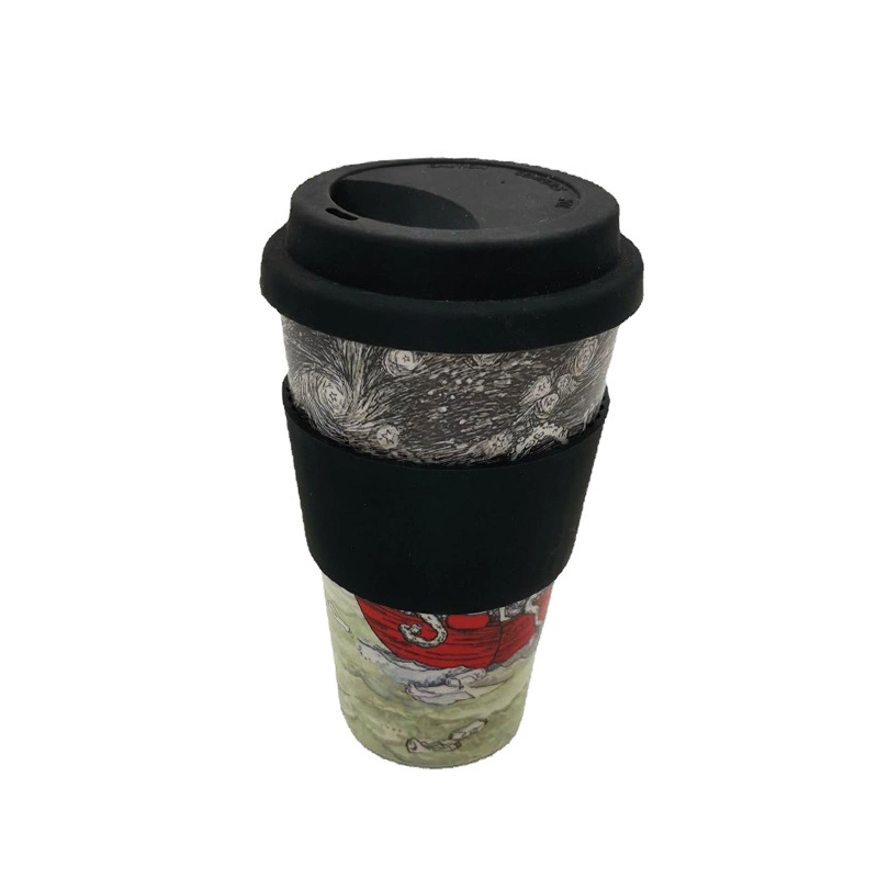 Bamboo Fiber Degradable Milk Tea Cup with Silica Gel Water Cup Household Commercial Coffee Cup Printed Hot Water Cup Wholesale Spot