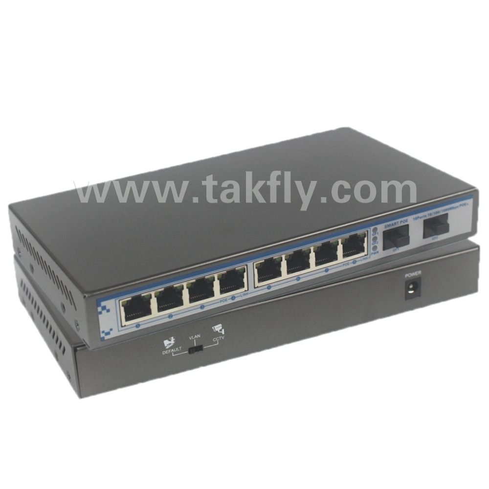 10/100/1000m Marvell Chip 8 RJ45+2 SFP Ports Fiber Switch with Poe Function