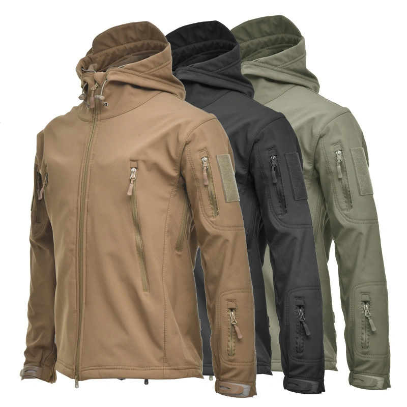 Sharkskin Camouflage Hooded Fleece Jacket Waterproof Wind Mountaineering Warm Jack Soft Shell Jacket