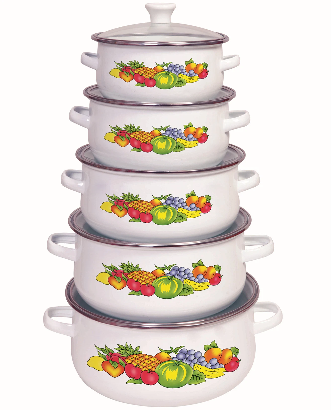 Superior Quality Safety Eco-Friendly Round Shape 5 PCS Enamel Casserole Set