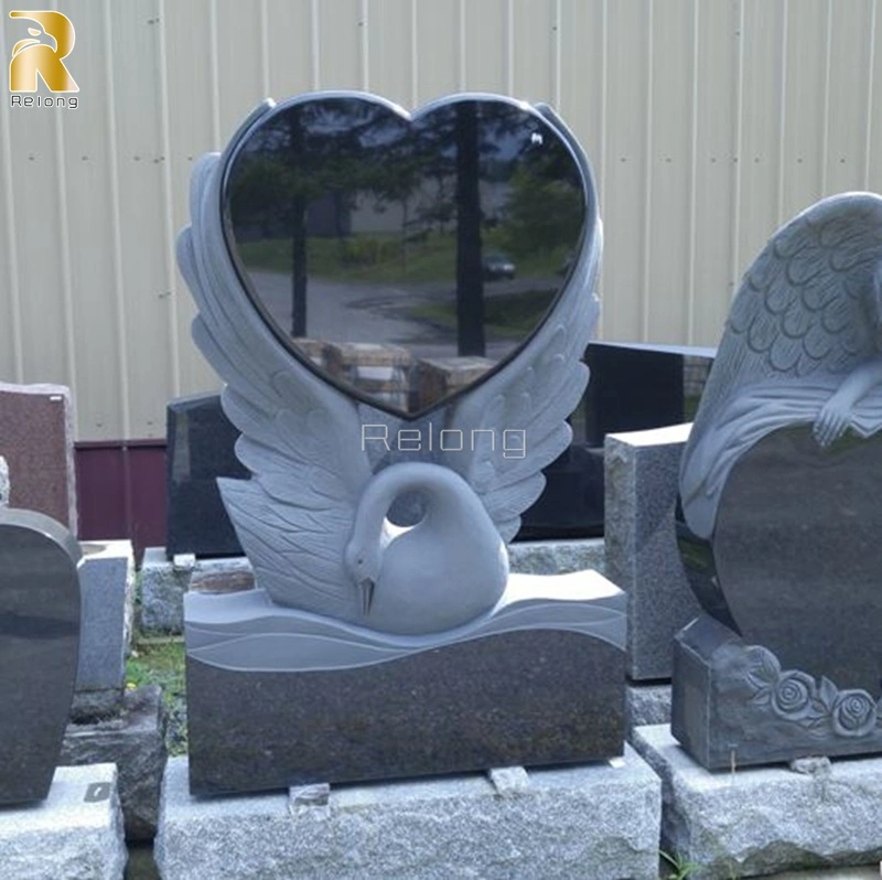 European Tree Design Modern Black Granite Tombstone for Graves Chinese Supplier