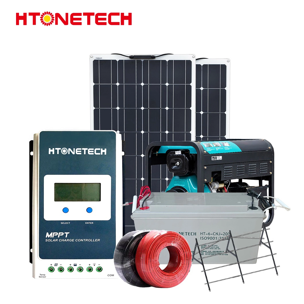 Htonetech 3 kW système solaire Off Grid Chine 5000W 45029W Panneaux solaires feuille de générateur diesel monocristallin 33 kVA terminé Système solaire Grid Home