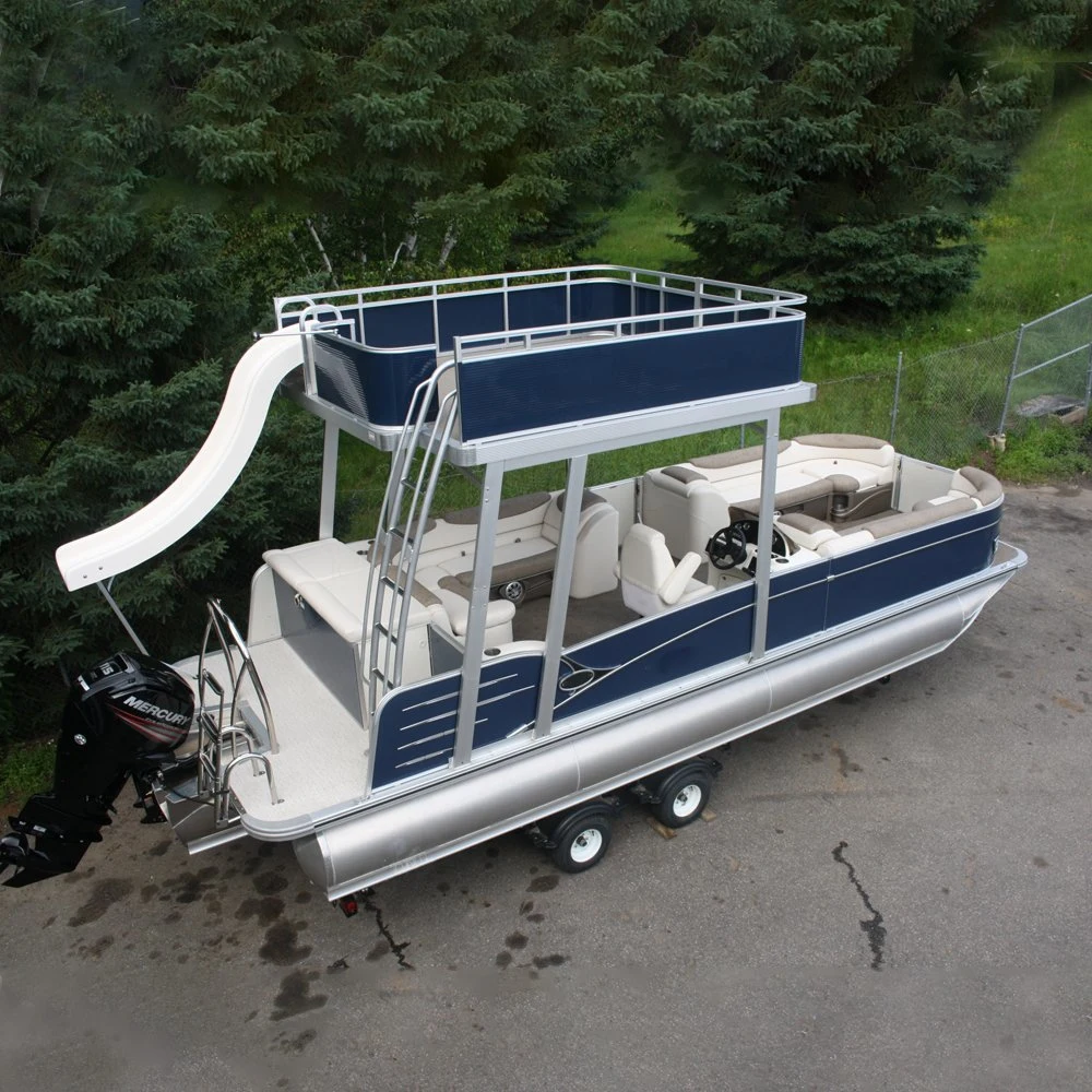 2023 Ecocampor année de nouveaux modèles 20FT simples en aluminium bateau ponton Decker avec moteur électrique pour la vente