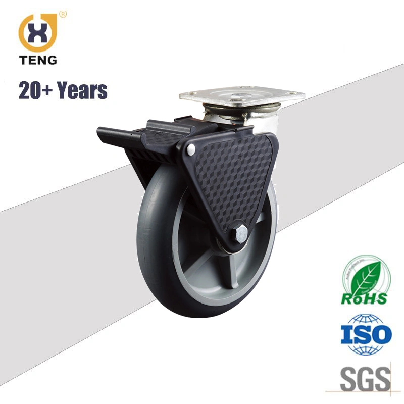 Factory Industry Heavy Duty 8 Inch Rigid Fixed Top Plate TPE Castor Wheel Caster