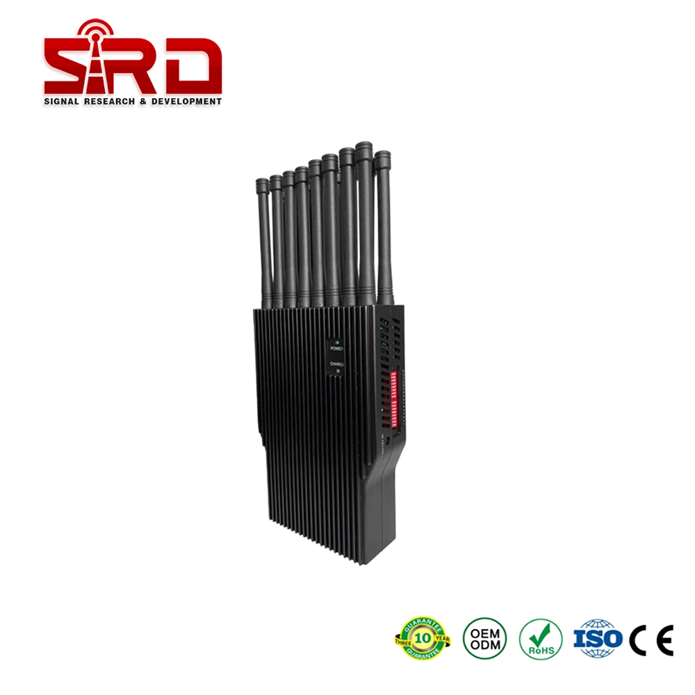 16W High Power Built in Battery Wireless Signal Jammer Lojack WiFi Bluetooth Cell Phone Network Blocker