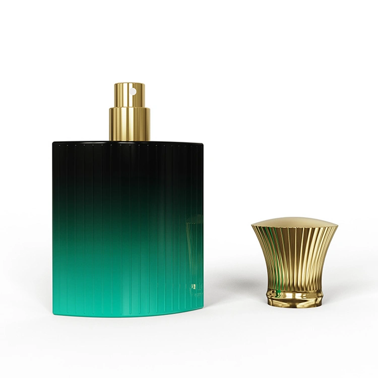 Bouteille d'emballage de parfum de 100 ml à bouchon rond vide Luxury Gold Vaporisateur Atomizer en verre