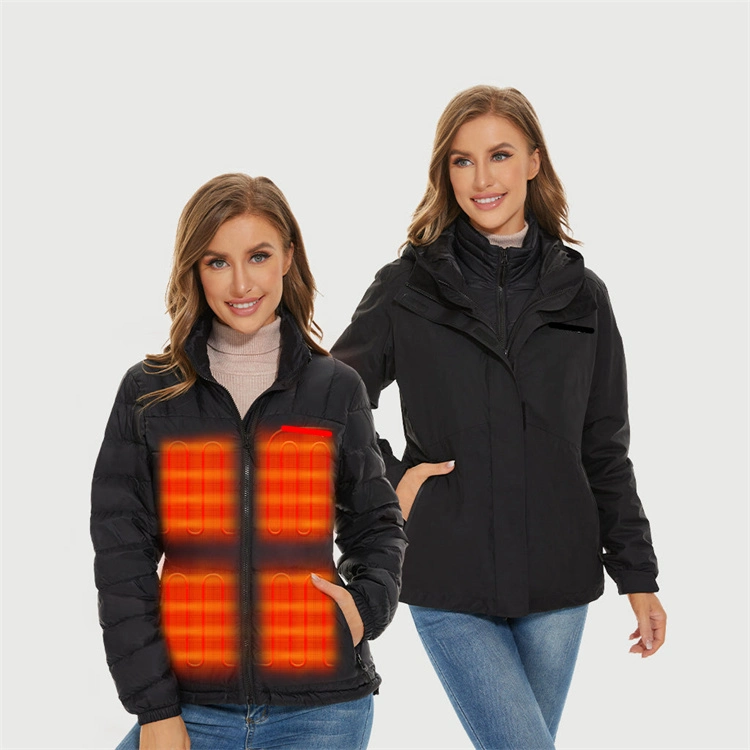 Women Winter 3-in-1 Warm 5-Zone Carbon Fiber E Heating Jackets