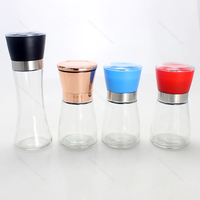 Household Kitchen 180ml 200ml Glass Pepper Grinders Wholesale/Supplier Pepper Sea Salt Glass Seasoning Grinding Bottle