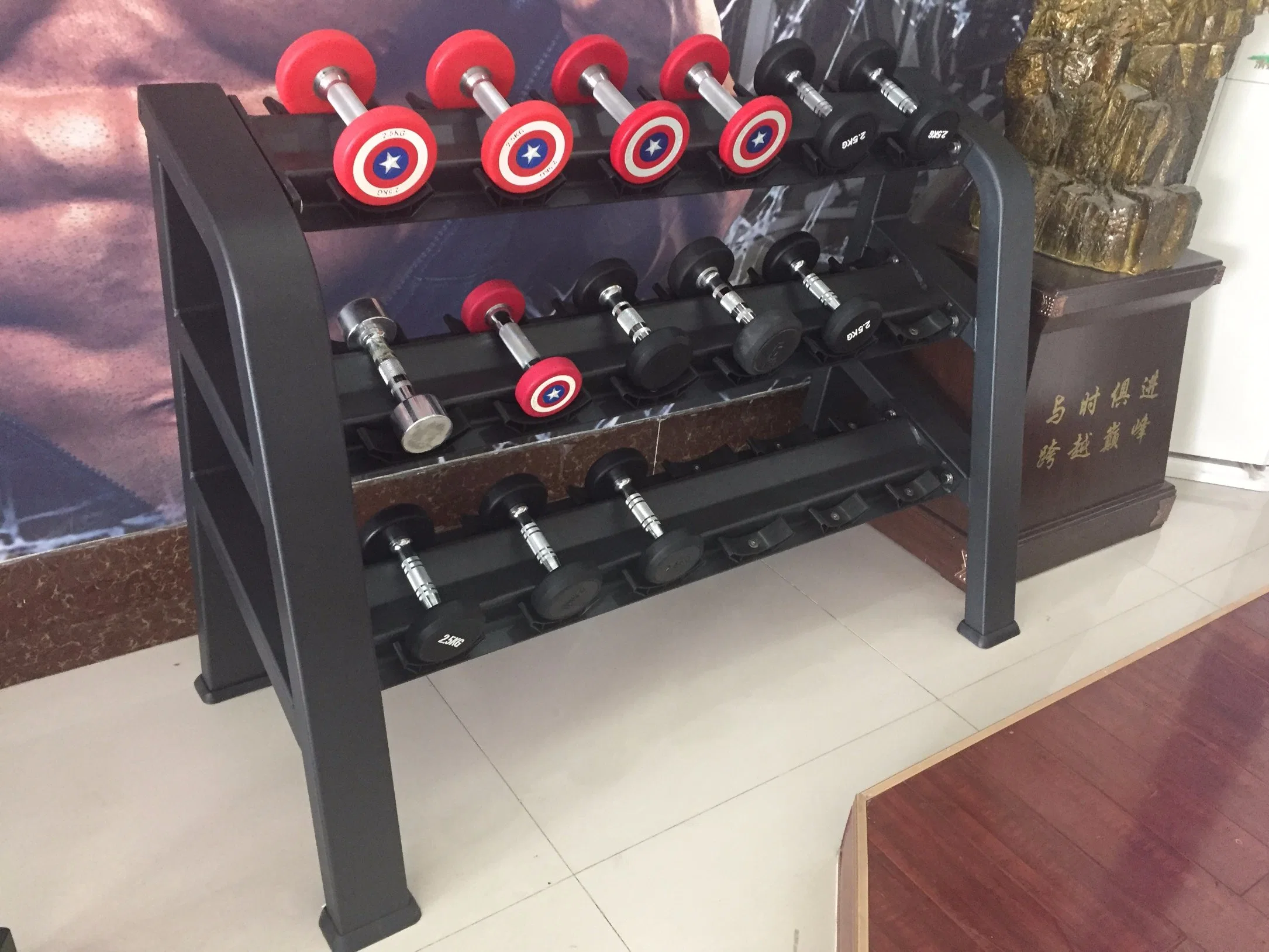 New Design Fitness Equipment Three Tier Dumbbell Rack, Indoor Gym Equipment