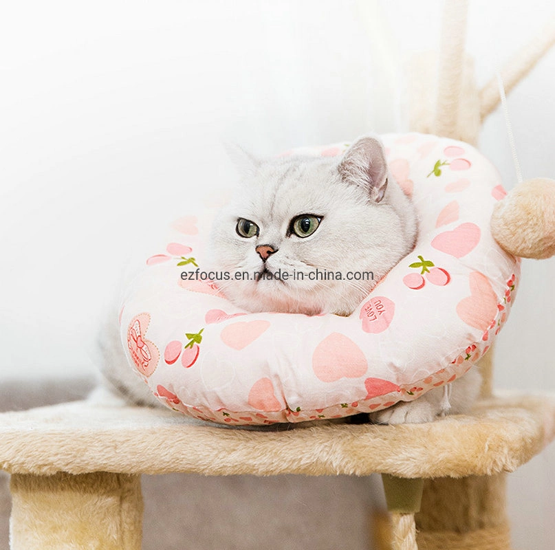 Pet Neck Pillow Adjustable Comfy Cone Soft Recovery Protective E-Collar Post Surgery Stress-Free Collar From Surgery Wound Healing for Cats Wbb12544