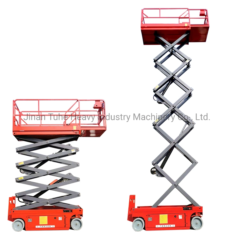 Indoor Outdoor Use Rubber Tires Electric Hydraulic Scissor Lifts