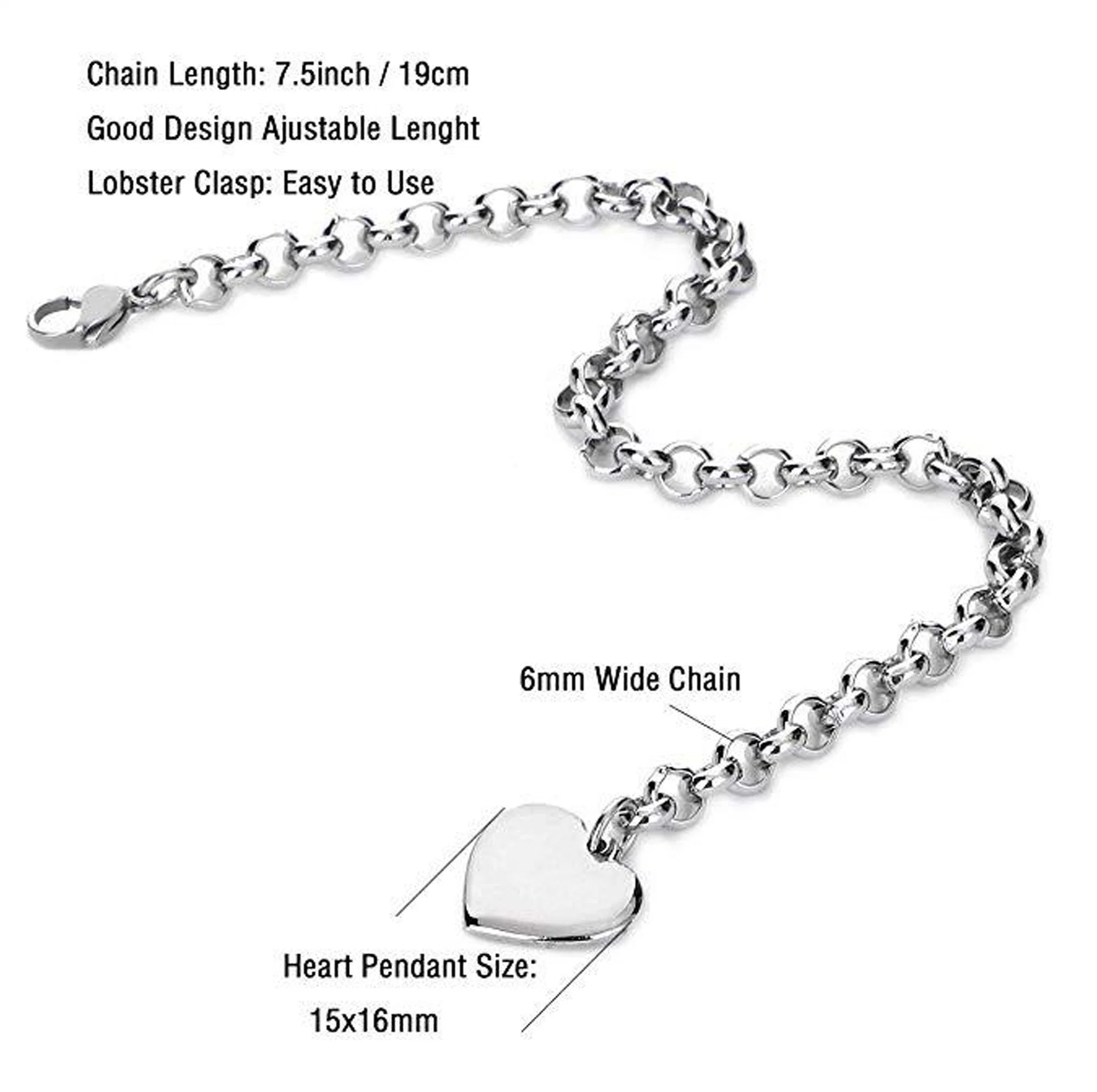 Charm Bracelets pour les filles teen girl Cadeaux 26 lettres en acier inoxydable bracelet coeur