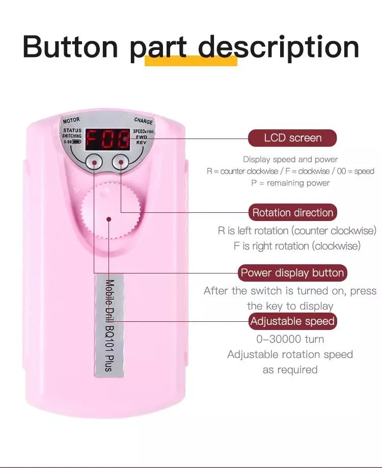 35000rpm électrique portable sans fil machine de forage d'Ongles fichier Rechargeable Nail percer