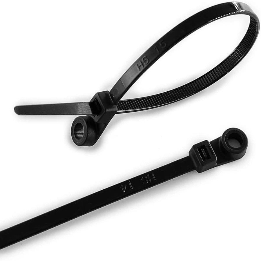 Mountable Head Black Cable Ties PA66 Standard Plastic Zip Tie 3.5*200mm Nylon Tie Wrap