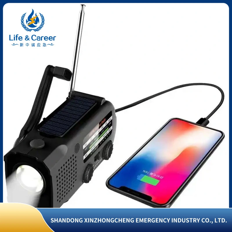 Solar Hand Wind up Outdoor Exploration Multifunctional Emergency Radio with Phone Charger