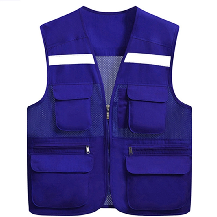 Outdoor Pure Color Safety Breathable Mesh Man Workwear Vest