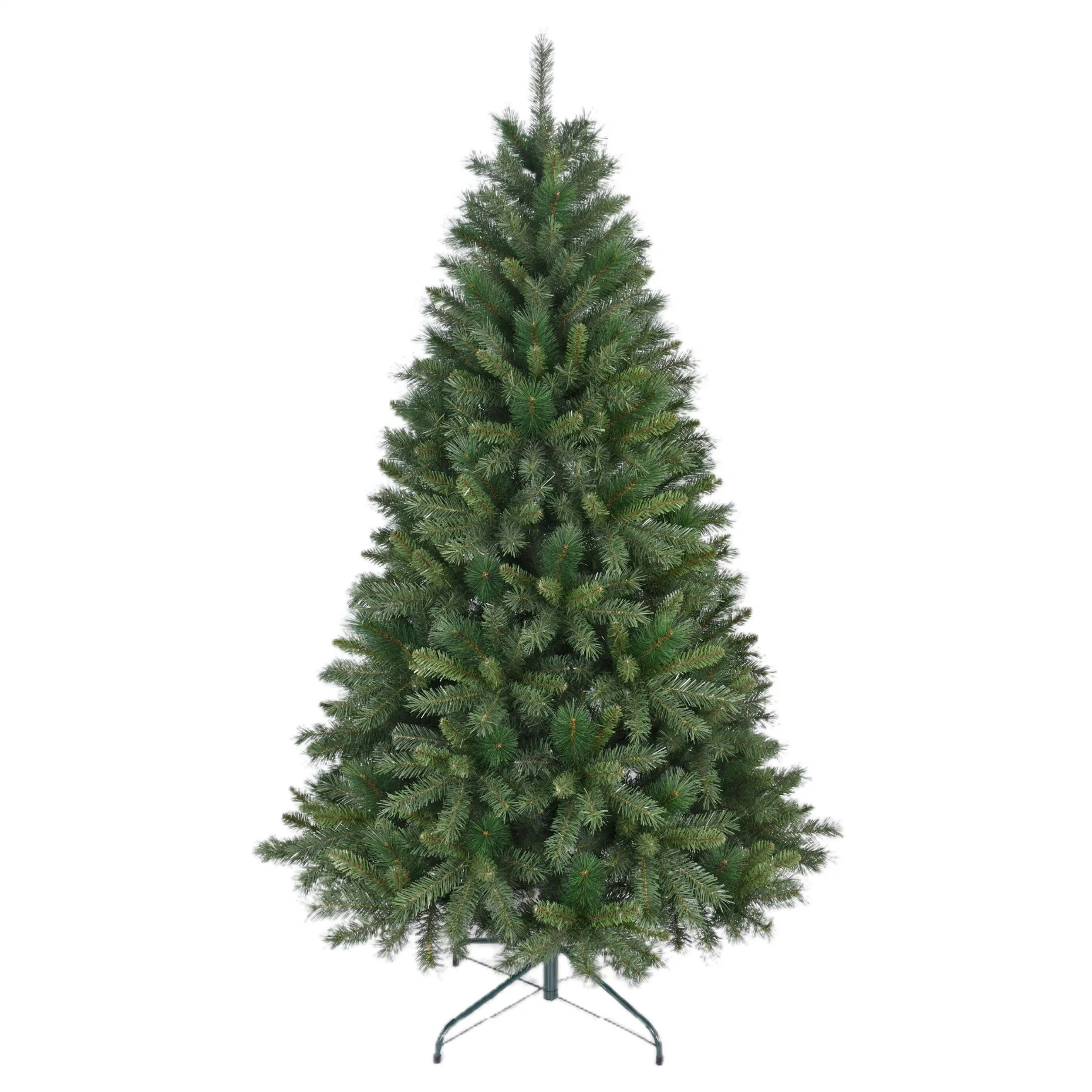 7FT PVC PE Pine Needle Mixed Artificial Christmas Tree with Lights for Home Decoration Indoor