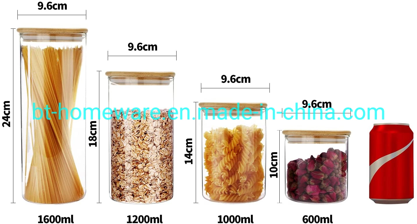 Glass Food Storage Container Can with Stainless Steel Lid