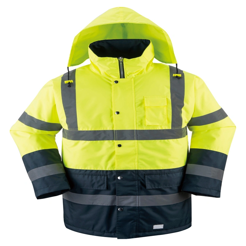 Custom Reflective Garments Winter Safety Jacket Coat Workwear for Traffic Warden