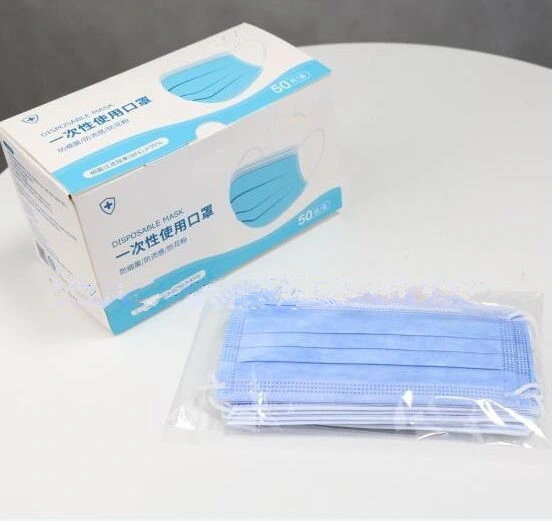 Low Price 3-Ply Disposable Mask Blue Face Mask with Elastic Earloops