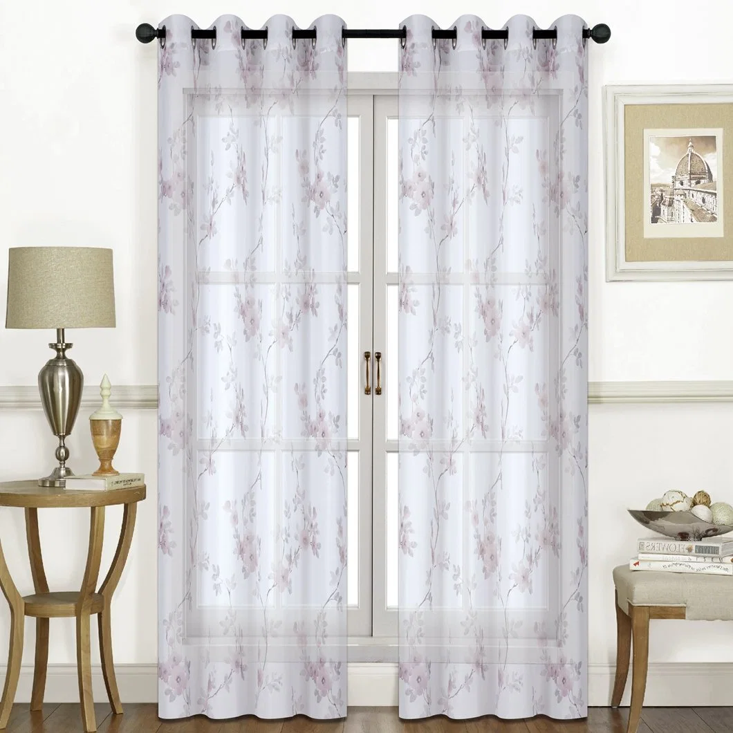 Window Curtains, Floral Curtain Girls&prime; Bedroom Bay White Blackout Curtain Decoration