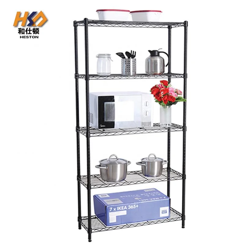 Kitchen Storage Wire Shelf in Powder Coating 5 Tiers Wire Display Rack